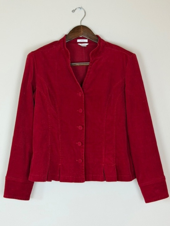 Christopher & Banks Jackets & Blazers - Christopher Banks Red Corduroy Jacket Blazer with Pleats Women's Med 2000's